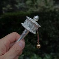 Rueda de oración tibetana Heag para aliviar el estrés y la ansiedad, diseño auténtico, perfecto para prácticas de meditación budista, aleación - details 14