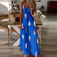 Vestido Maxi de Plumas Elegante Cómodo con Cuello en V Cuidado Fácil Moda para Mujeres - details 6