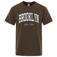 Camiseta informal holgada con letras de Brooklyn de Nueva York para hombre, 100% algodón, camiseta de Hip Hop de moda transpirable - details 9