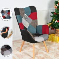 Sillones de salón Butaca nórdica Sillas Escandinavo Relax Acolchado con reposabrazos y patas de madera, tela, para dormitorio comedor, gris - details 16