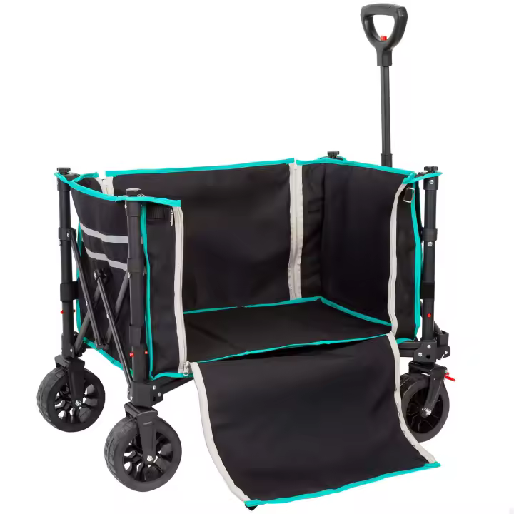 Maletero Plegable de Playa Transporte Compacto de Acero con Ruedas 360°, Tamaño 70x45x95cm, Carga 60kg, Bolsillo Interior, Reflejantes, Maletero de Carga Plegable - 1