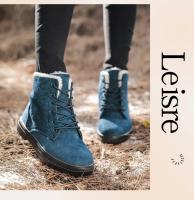 Botas de nieve cálidas antideslizantes para mujer, botines impermeables al aire libre, zapatos de senderismo de piel, zapatillas de felpa con cordones, Invierno - details 15