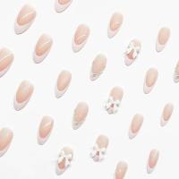 Conjunto Completo de 24 Piezas de Arte de Ballet en Uñas Diseños de Perlas Blancas y Lazos de Almendra Ideal para Bailarinas Francesas - details 3