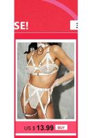 Lencería erótica, ropa interior sexy de encaje hueco, conjuntos exóticos transparentes, conjunto sensual de sujetador y bragas con aros con ligas - details 1
