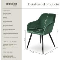 Silla Tapizada en Terciopelo, Sillas de Comedor Ergonómicas y Versátiles, Gran Estabilidad y Capacidad de Carga, Sillas Cocina Elegante - 1 Silla Gris/Negro - details 10