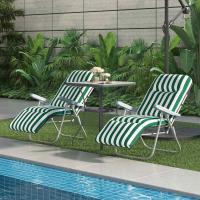 Plegables de Jardín Sillas de Gravedad Cero de Acero con Cojín Acolchado Respaldo Ajustable en 5 Posiciones y Reposapiés 60x75x50-102 cm Rayas Azul - details 18