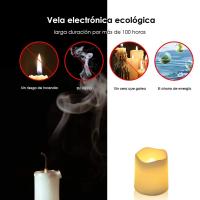 Vela LED sin llama para decoración de Halloween y Navidad, luz de té blanca cálida, deseos creativos, 24 piezas por juego - details 1