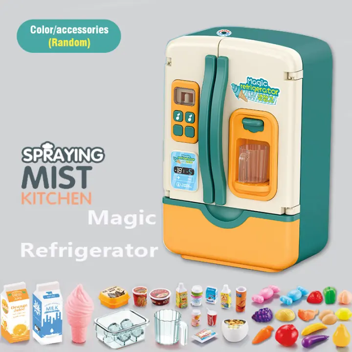 Children Play House Toy Simulation Electric Refrigerator Kitchen Pretend Play Game with Light Spray Toys for Girls Gifts - 1