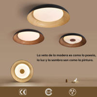 Hogar inteligente, decoración de interiores, techo, control remoto, luz de techo LED de madera inteligente para dormitorio y sala de estar. - details 0