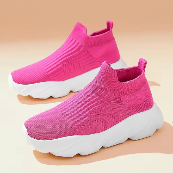 Zapatos Deportivos Con Plataforma A La Moda Para Hombre, Zapatillas Informales De Punto Rojo De Alta Calidad, Zapatillas Para Correr Ligeras Y Transpirables Sin Cordones Para Hombre - 1