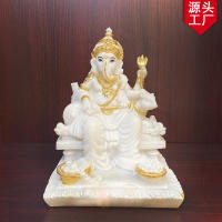 Nuevo Adorno tailandés Zen, decoración de entrada para sala de estar, artesanías, pasta de resina, cabeza de elefante dorado, Dios - details 1