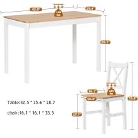 Juego de 5 Piezas de Mesa de Comedor con 4 Sillas, Conjunto de Muebles de Cocina de Madera de Pino Teca/Blanco - details 3