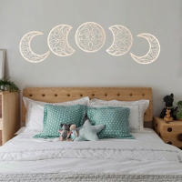 Decoración de Pared de Fases de Luna de Madera 5pcs Adorno de Pared para Dormitorio Espiritual - details 2