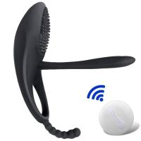 Empaque privado Vibrador Sexy de 7 velocidades Control remoto Anillo vibratorio Anillos de bloqueo de eyaculación precoz de silicona elástica Juguetes sexuales para hombres - details 0