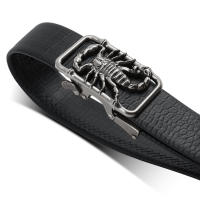 Cinturón de cuero con hebilla automática para hombre, escorpión 3D, Punk, de diseñador, Animal, talla grande, 130, 140, 150, 160, 170cm, 2023 - details 7