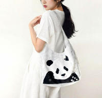 De dibujos animados lindo panda gigante bolsa de mano diseño de nicho versátil bolsa de hombro de gran capacidad bolsa de compras floral respetuosa con el medio ambiente - details 2