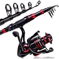 Caña de pescar telescópica de fibra de carbono de 7 pies con combo de carrete giratorio/baitcasting, mar, agua salada, agua dulce, agua dulce, hielo, lubina, juego de - details 12