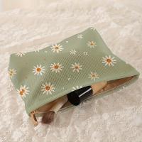 Bolso De Maquillaje Ligero Y Multifuncional De Corduroy Con Patrón De Margarita Pequeña Cierre De Cremallera Estilo Casual - details 4