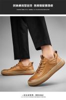 Zapatos deportivos de cuero para hombre, tendencia versátil, puntera ancha, suela gruesa antideslizante. - details 8