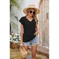 BUNO-2025 Camisetas para mujer de manga larga de algodón para mujer, camisetas con manga casquillo y cuello en V, camiseta informal holgada de manga larga de algodón para mujer - details 27