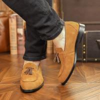Zapatos de cuero para hombre, estilo británico, con una sola tira, mate, tipo mocasín, para negocios. - details 13