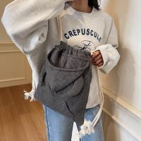 Mochila sencilla con capucha de cuerno de buey, bolso escolar de gran capacidad con diseño de capucha de estilo coreano, bolso con cordón y cremallera de Color sólido para compras - details 16