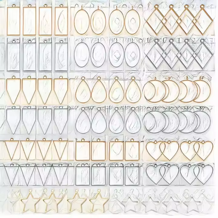 Biselitos de Metal Abiertos Asociados para Marco de Resina Pulseras y Collares 80 PCS Joyería de Moda en Oro y Plata - 1