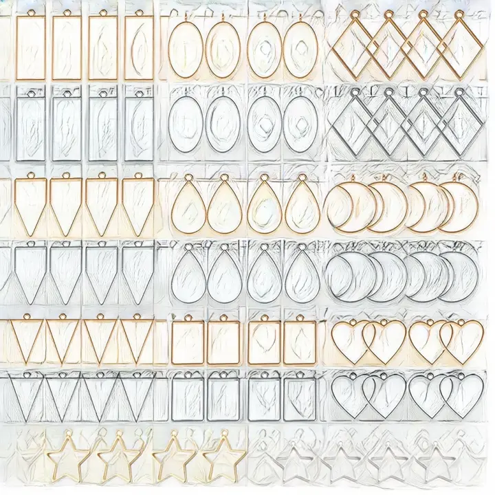 Biselitos de Metal Abiertos Asociados para Marco de Resina Pulseras y Collares 80 PCS Joyería de Moda en Oro y Plata - 1
