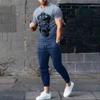 Conjunto deportivo de 2 piezas para hombre, traje de jogging con estampado 3D, moda de verano, nuevo estilo, camiseta de manga corta con sonrisa divertida y pantalón - details 6