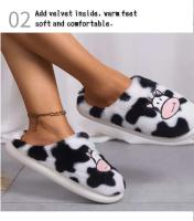 Ubu-Zapatillas de piel de vaca de dibujos animados, zapatos coreanos antideslizantes para interiores, cálidos y bonitos, de algodón suave, para estudiantes de invierno - details 5