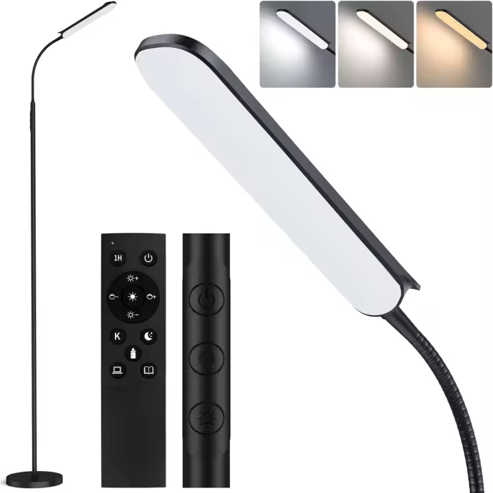 Lámpara de Pie LED Regulable 18W 2200LM con Control Remoto y Táctil, Ajuste Lineal de Temperatura de Color y Brillo Para Salas de Estar, Dormitorios, Oficinas (18W) - 1