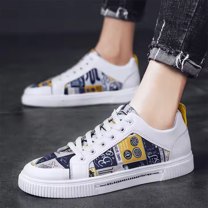 Versión coreana de lona graffiti board zapatos personalizados pequeño blanco casual marea zapatos de los hombres adolescentes marea - 1