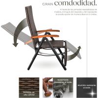 Respaldo Ajustable y Reposapiés, Silla Conjunto Jardín Exterior, Muebles Jardín Exterior Resistentes a Intemperie, Reposabrazos en Madera - marrón - details 4