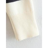 Jersey de punto a rayas para mujer, Jersey de manga larga con cuello en V, color Beige, Otoño e Invierno - details 13
