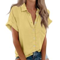 Blusa lisa de manga corta para mujer, camisa informal de un solo pecho, de moda - details 5