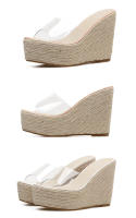 Nuevas sandalias de cuña transparentes de cáñamo con tacón alto - details 12