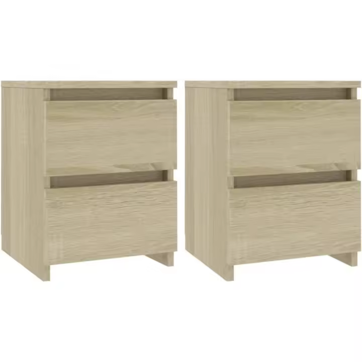 vidaXL 2X Mesitas de Noche Contrachapada Casa Hogar Decoración Diseño Estilo Habitación Dormitorio Mesilla Cama Cómoda 30x30x40 cm Color Roble Sonoma - 1