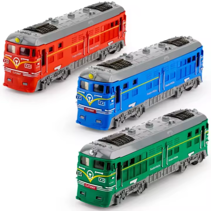 Simulation Scale Inertial Train Model Miniature Pull Back Rail Vehicle Toy Plastic Multi-color Train Car Toys Kids Toys - 1