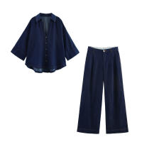 Conjunto de Denim de Moda para Mujeres OUWU Pantalones de Pierna Ancha y Cintura Alta - details 2