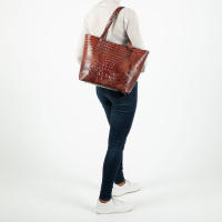 Nuevo europeo y americano transfronterizo Amazon estación independiente portátil tote madre retro bolso de las mujeres multicolor Brahman patrón de cocodrilo - details 11