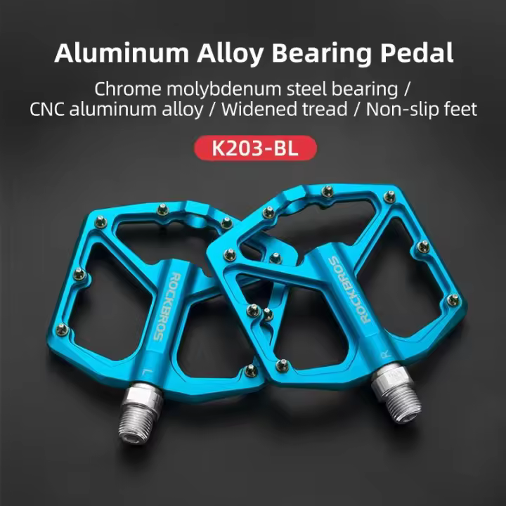 ROCKBROS-pedales de bicicleta ultraligeros, rodamientos de sellado, aleación de aluminio, para carretera, plataforma plana, accesorios para piezas de bicicleta - 1