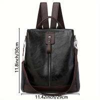 Mochila Retro de cuero PU suave para mujer, bolso de una tira, bolso de viaje corto impermeable antirobo para exteriores - details 1