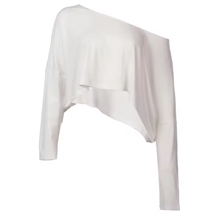 BUNO-Tops informales de punto liso con hombros descubiertos, camisetas de otoño de manga larga con cuello oblicuo conciso para mujer, camisetas deportivas irregulares - 1
