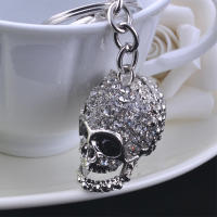 Llavero De Moda Con Inserción De Zirconio Cabeza De Calavera Plata Para Llaveros Joyería Bolso Coche Regalo Unisex - details 1