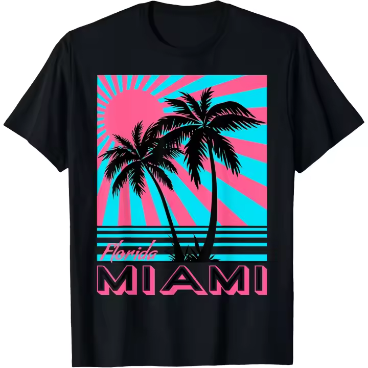 Camiseta de Miami Beach, camiseta de Florida Miami Palm Trees, camiseta para hombre - 1