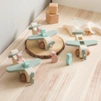 Bloques de construcción de madera Montessori para bebé, juguetes de avión, modelo tripulado, adorno de madera, juguetes - details 8