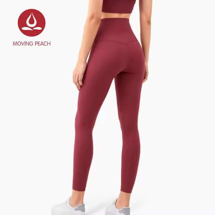Pantalones largos de Yoga para mujer, pantalones deportivos ajustados, BLB, melocotón móvil - 1
