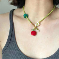 Lindo collar con colgante de perro con globo de frijol rojo para mujer 2025 nuevos accesorios de cadena de suéter de gama alta de primavera y verano - details 16