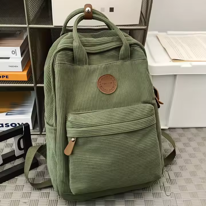 1 mochila minimalista de pana de gran capacidad para hombre, mochila ligera informal clásica - 1