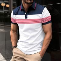 Nueva camisa POLO informal para hombre, botón con cuello en V, camiseta versátil a rayas de negocios, top - details 10